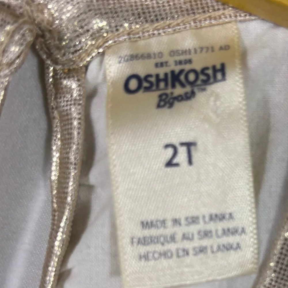 Oshkosh Gold Metallic Pleated Flutter Sleeve Party Holiday Dress | Size 2T